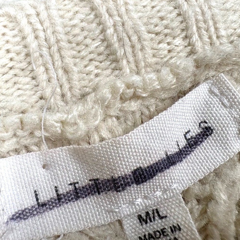 Anthropologie Little Lies Cream Emily Cable Knit Sweater Crew Neck Ivory M/L - Picture 4 of 4